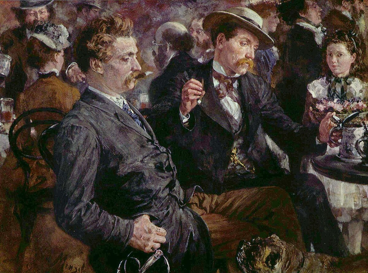 At the beer garden by Adolph Menzel at Private Collection
