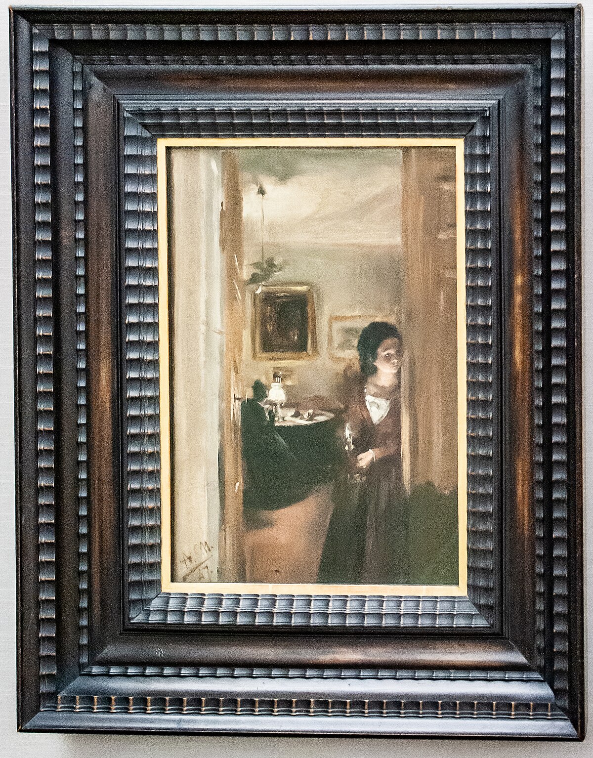 Living Room with the Artist's Sister by Adolph Menzel