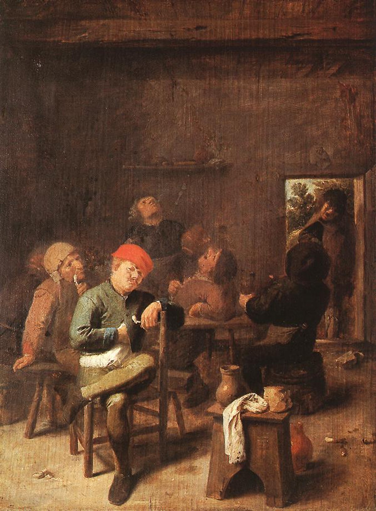 Peasants Smoking And Drinking by Adriaen Brouwer