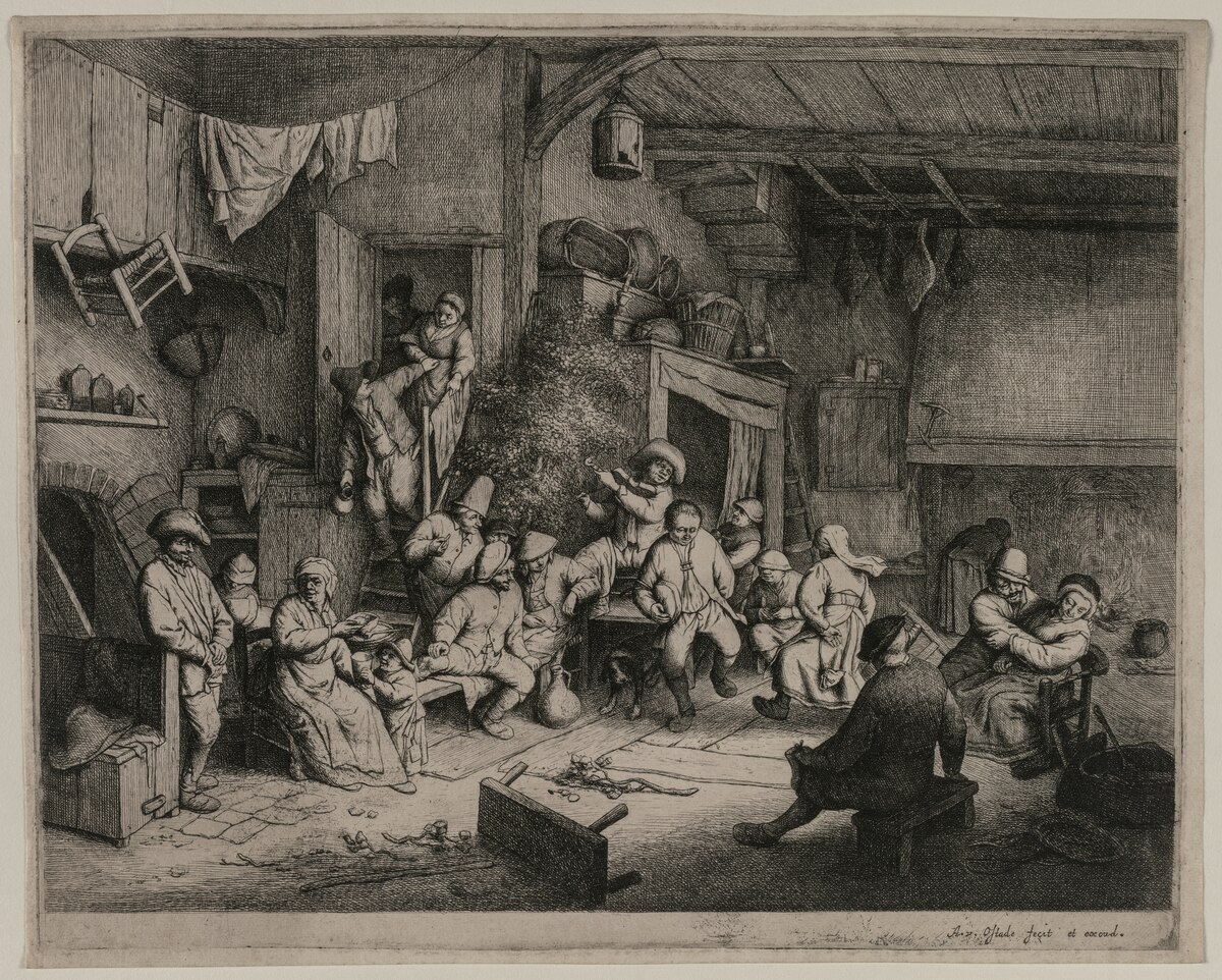 Dance at the Inn by Adriaen van Ostade at Private Collection