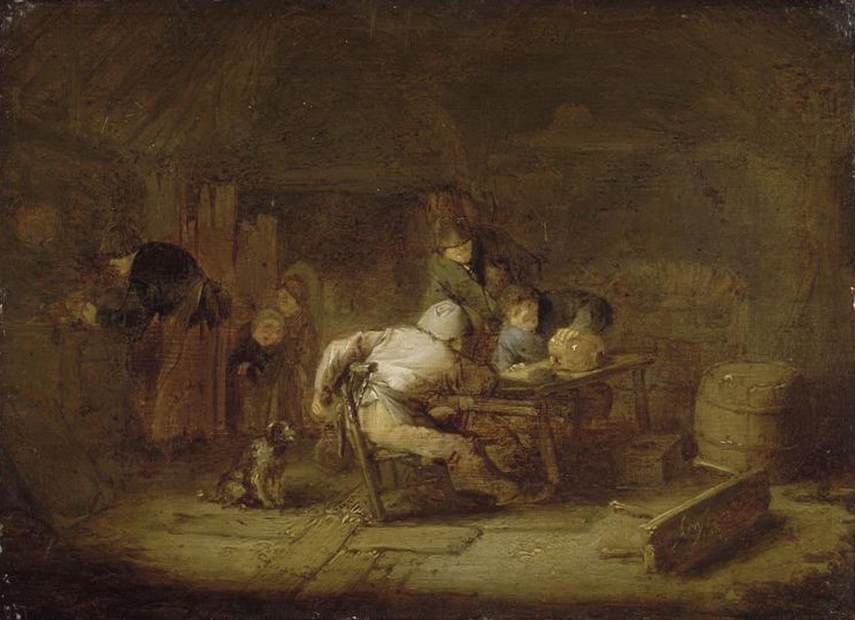 Interior of a Tavern by Adriaen van Ostade at Louvre, Paris