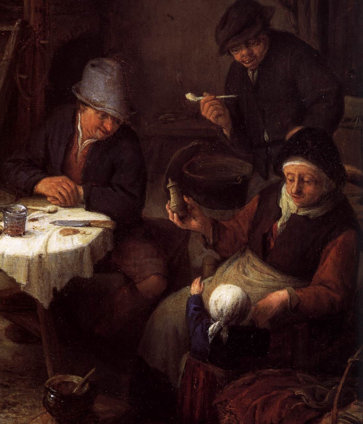Interior with a Peasant Family by Adriaen van Ostade at Budapest Museum of Fine Arts, Budapest