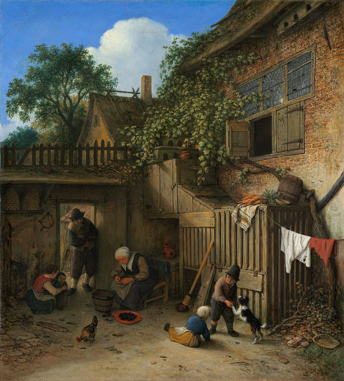 The Cottage Dooryard by Adriaen van Ostade at Private Collection