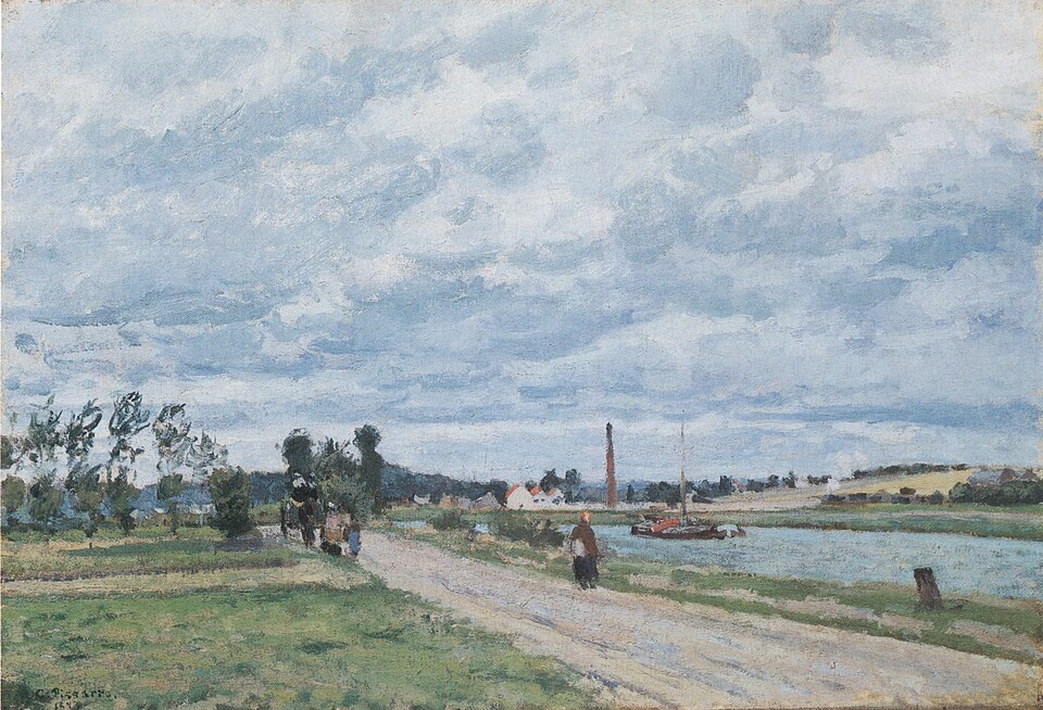 The Banks of the Oise at Pontoise by Camille Pissarro