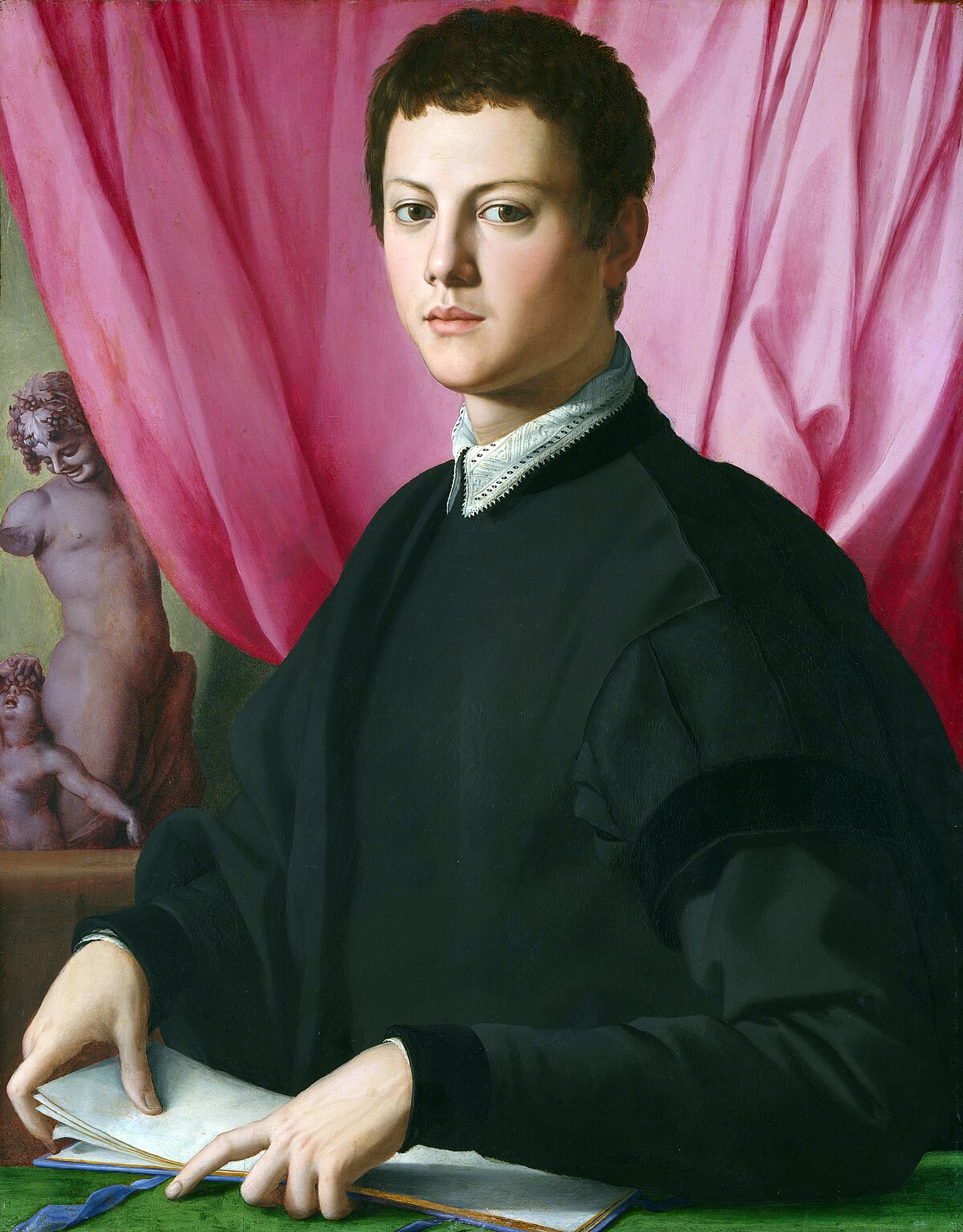 Portrait of a young man by Bronzino at Uffizi Gallery, Florence