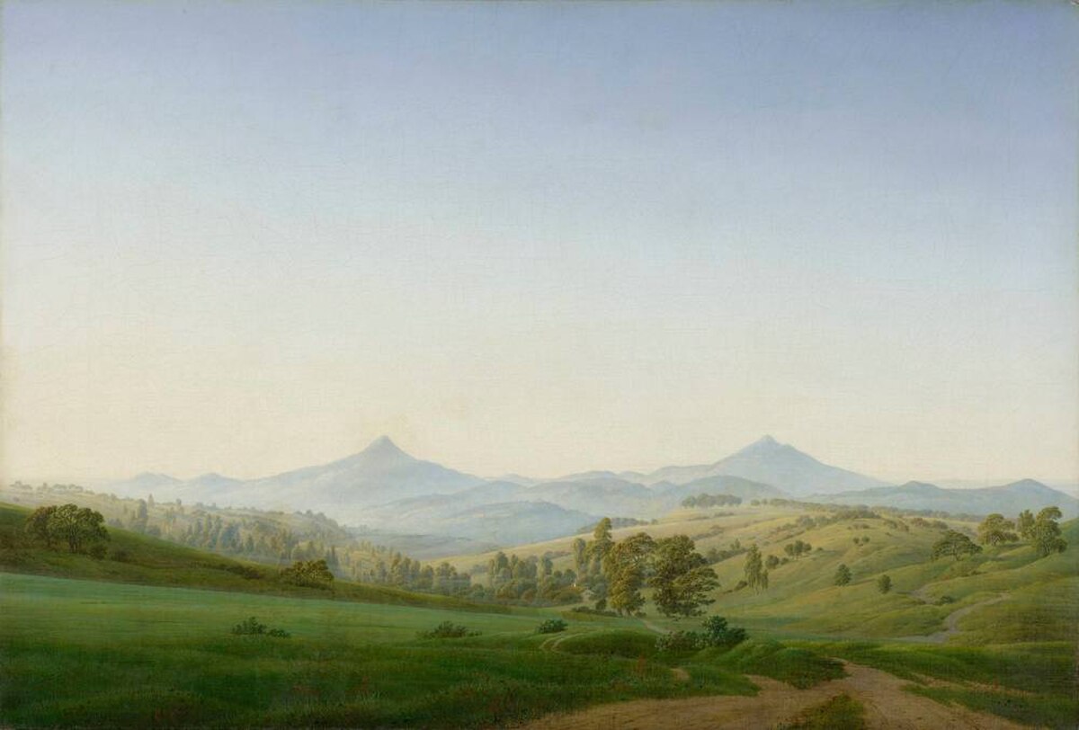 Bohemian Landscape with Mount Milleschauer by Caspar David Friedrich