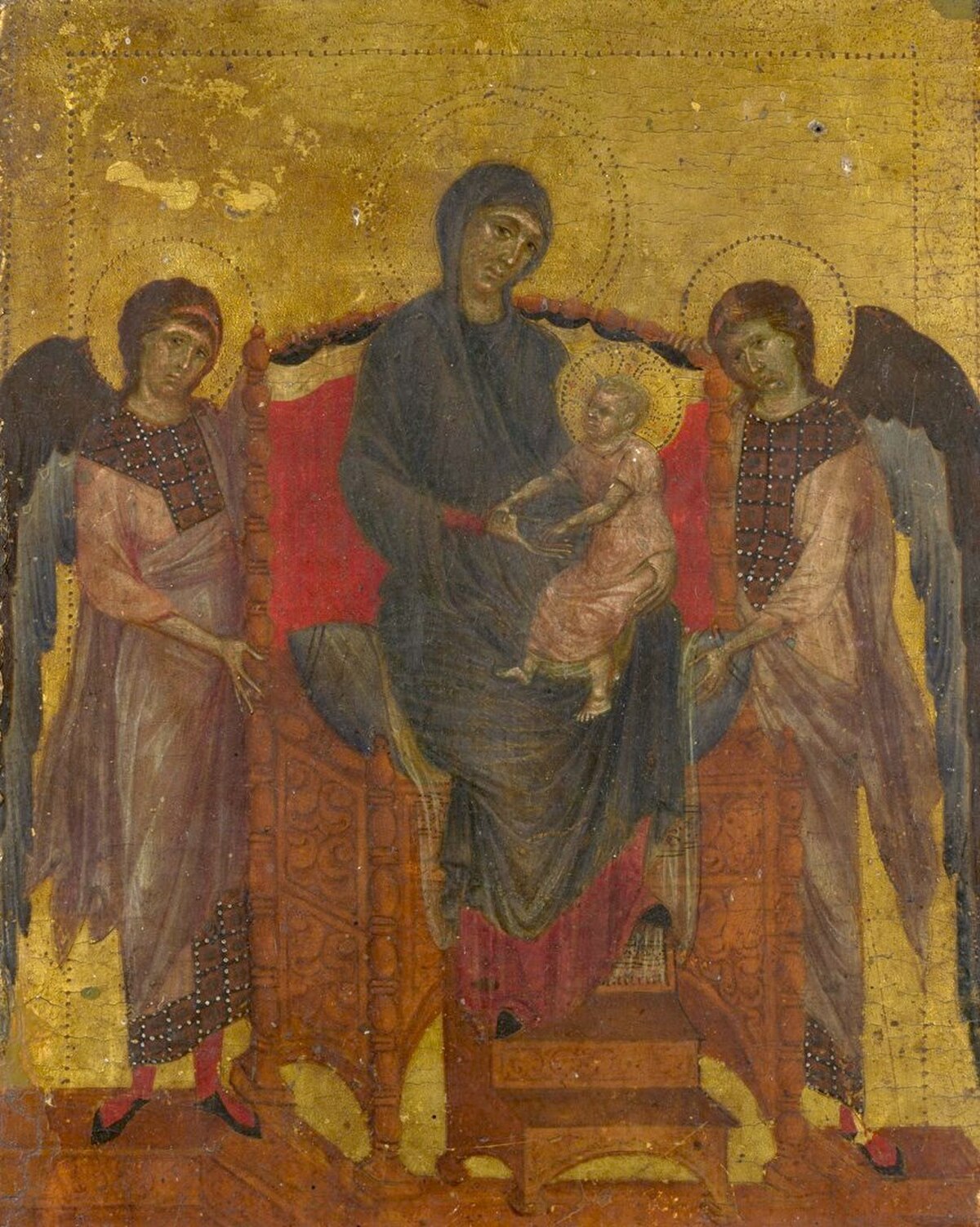 Madonna Enthroned with the Child and Two Angels by Cimabue at Uffizi Gallery, Florence
