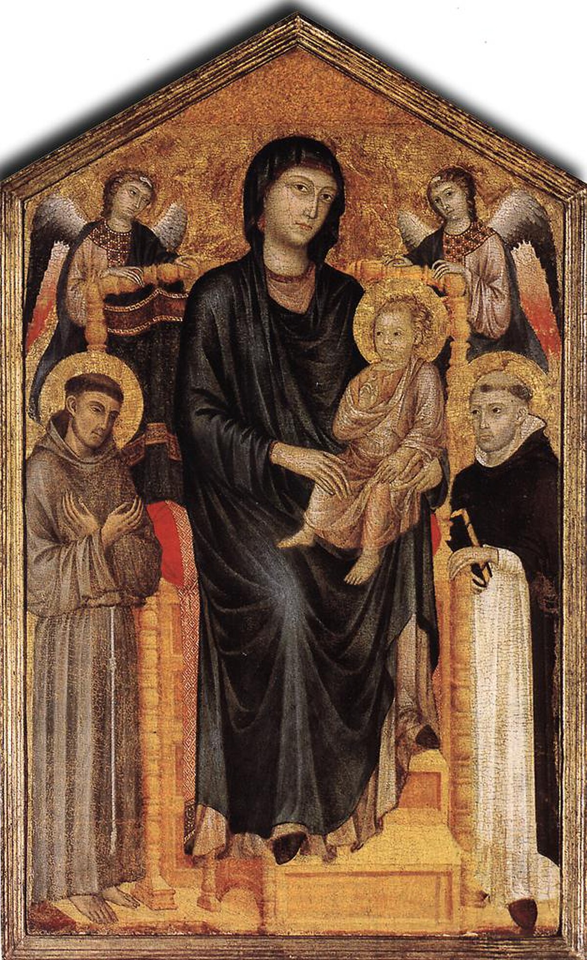Madonna Enthroned with the Child, St. Francis, St. Domenico and two Angels by Cimabue at Uffizi Gallery, Florence
