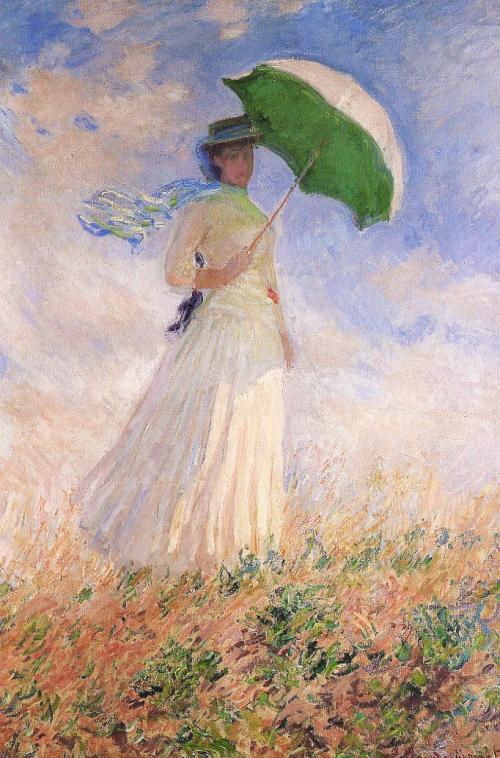 Woman with a Parasol, Facing Right (also known as Study of a Figure Outdoors (Facing Right)) by Claude Monet