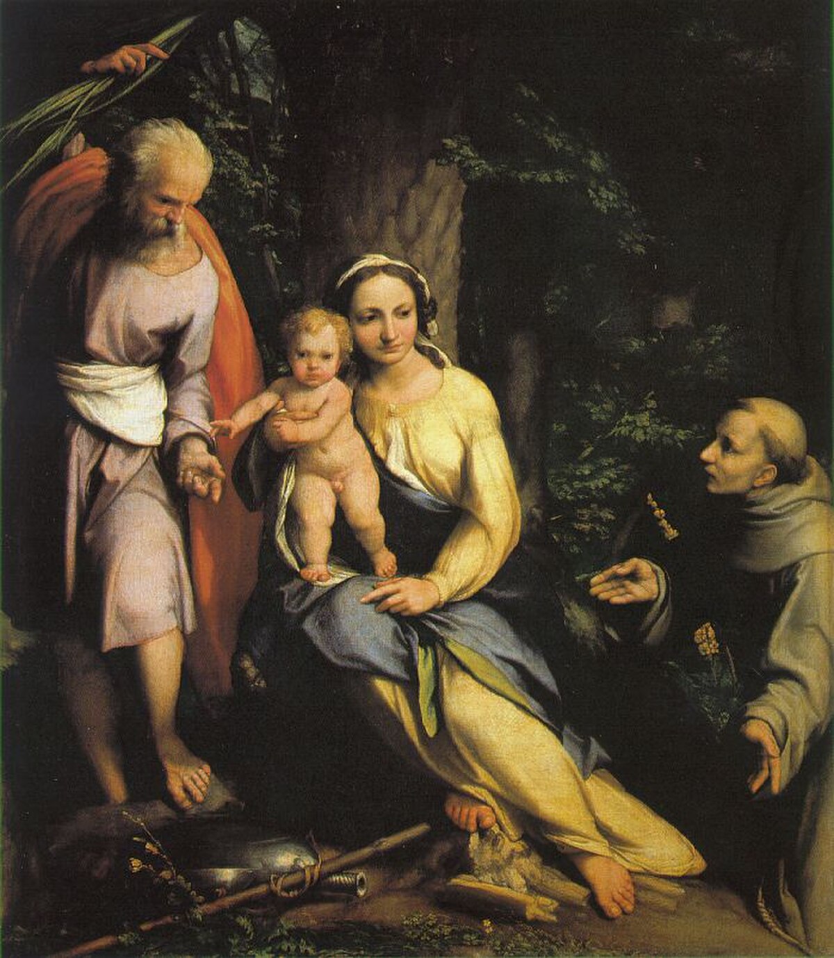 The Rest on the Flight to Egypt with Saint Francis by Correggio at Uffizi Gallery, Florence