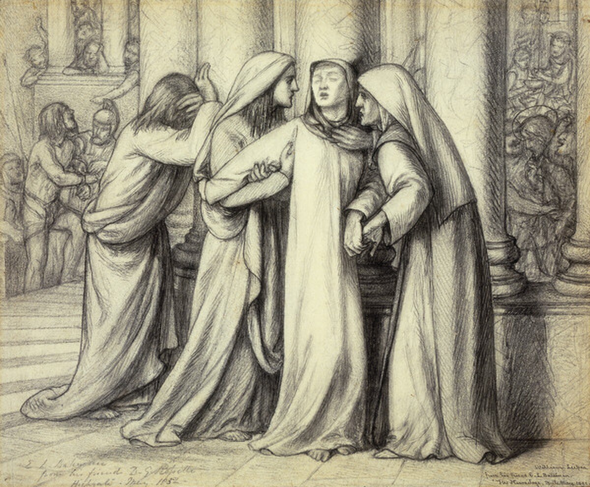 The Virgin Mary Being Comforted by Dante Gabriel Rossetti