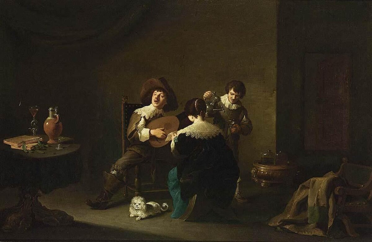 Interior with a Gentleman Playing a Lute and a Lady Singing by David Teniers the Younger