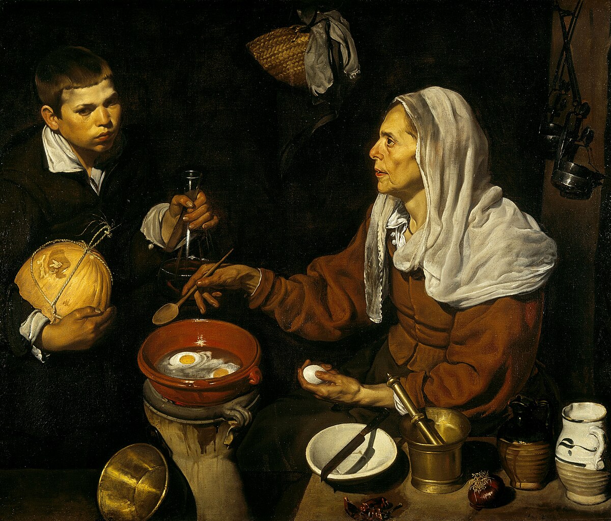 An Old Woman Cooking Eggs by Diego Velázquez at Scottish National Gallery