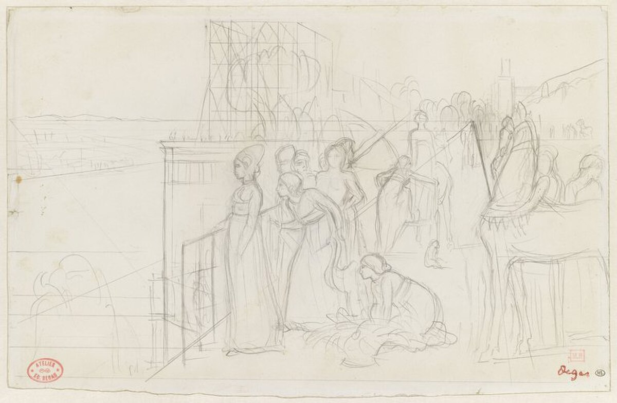 Study for Semiramis Building Babylon by Edgar Degas at Louvre, Paris