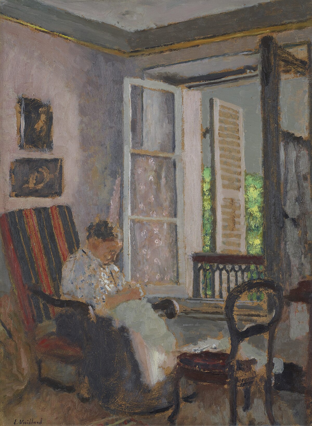 Madame Vuillard Cousant by Édouard Vuillard