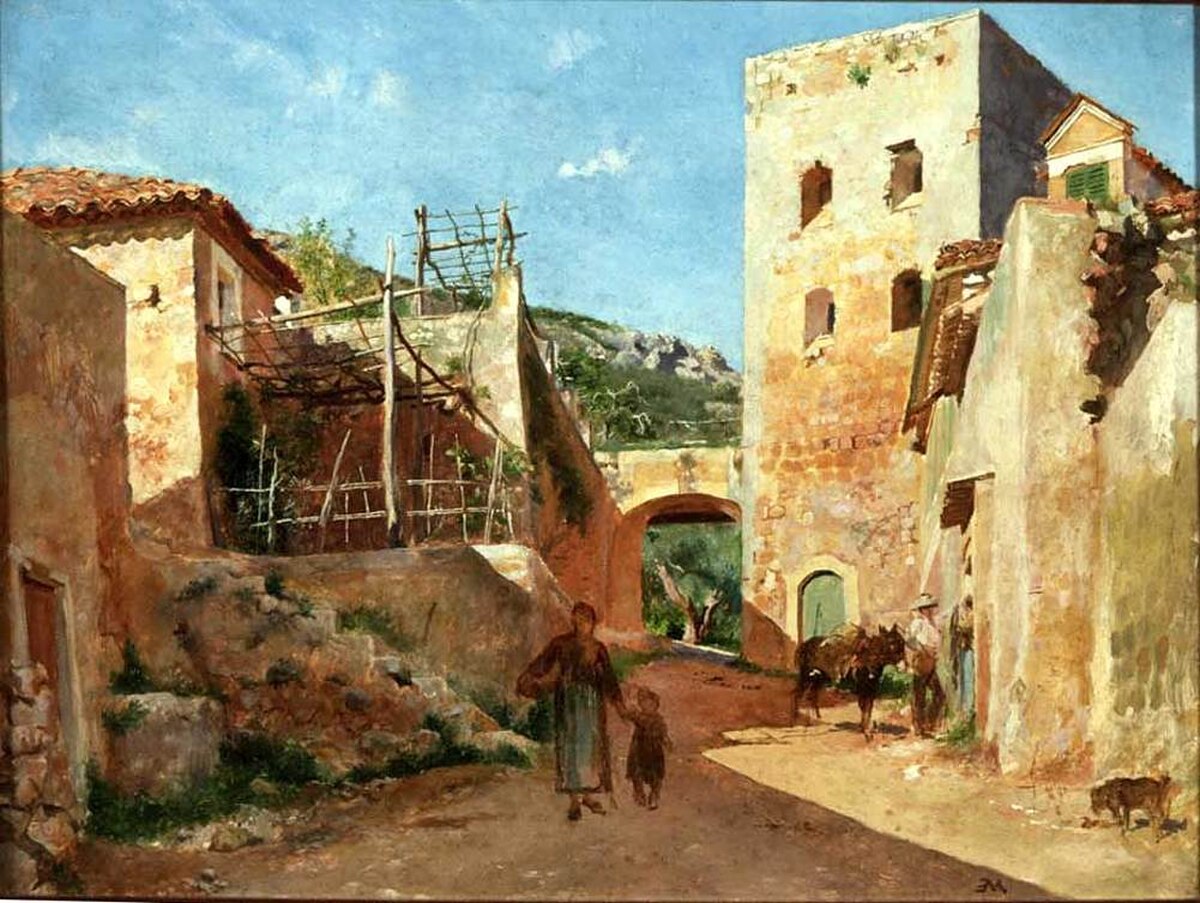 Street Scene near Antibes by Ernest Meissonier at Private Collection