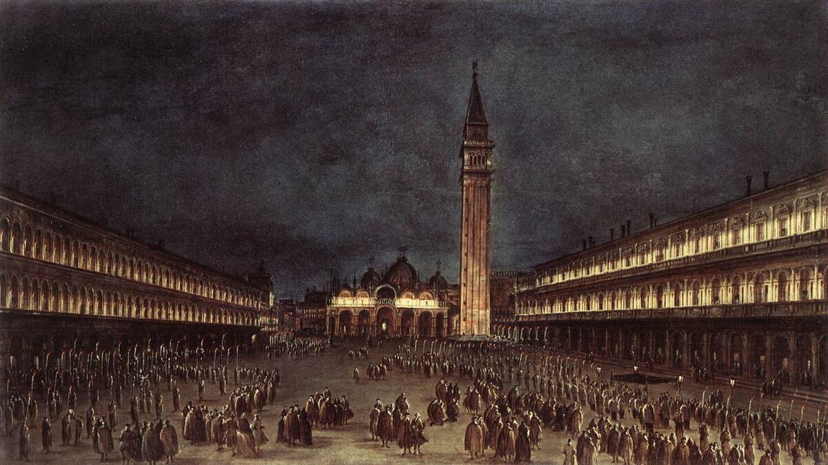 Nighttime Procession in Piazza San Marco by Francesco Guardi