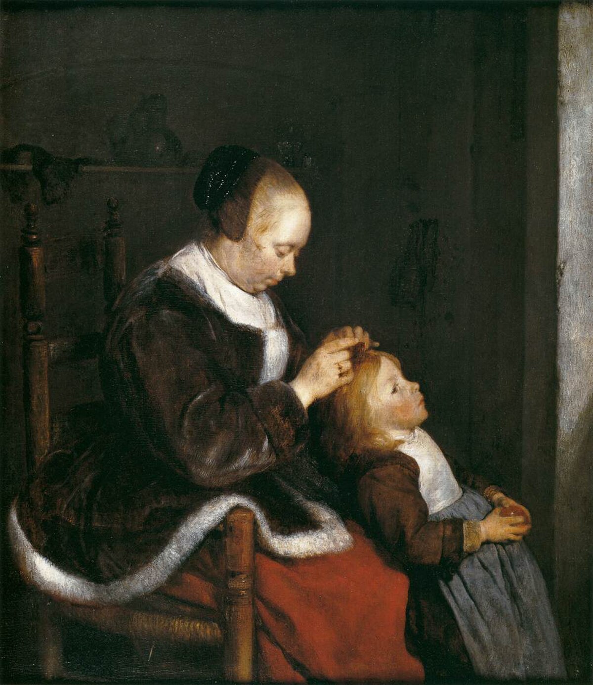 Mother Combing the Hair of Her Child by Gerard ter Borch at Mauritshuis