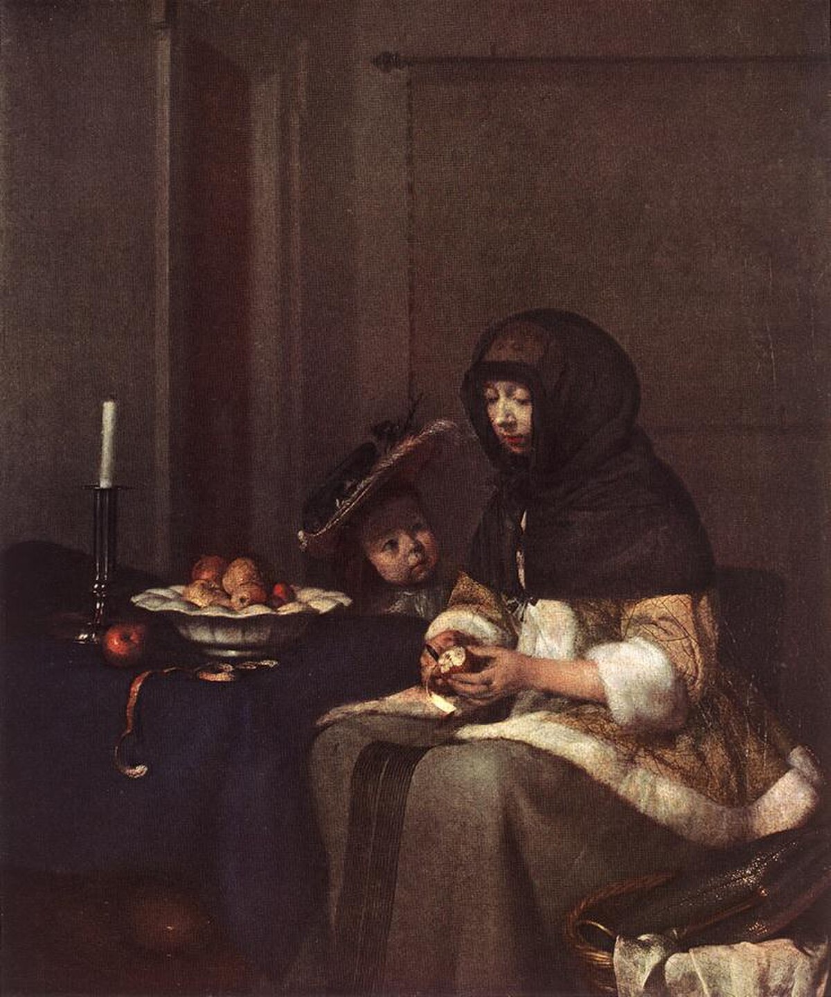 Woman Peeling Apple by Gerard ter Borch