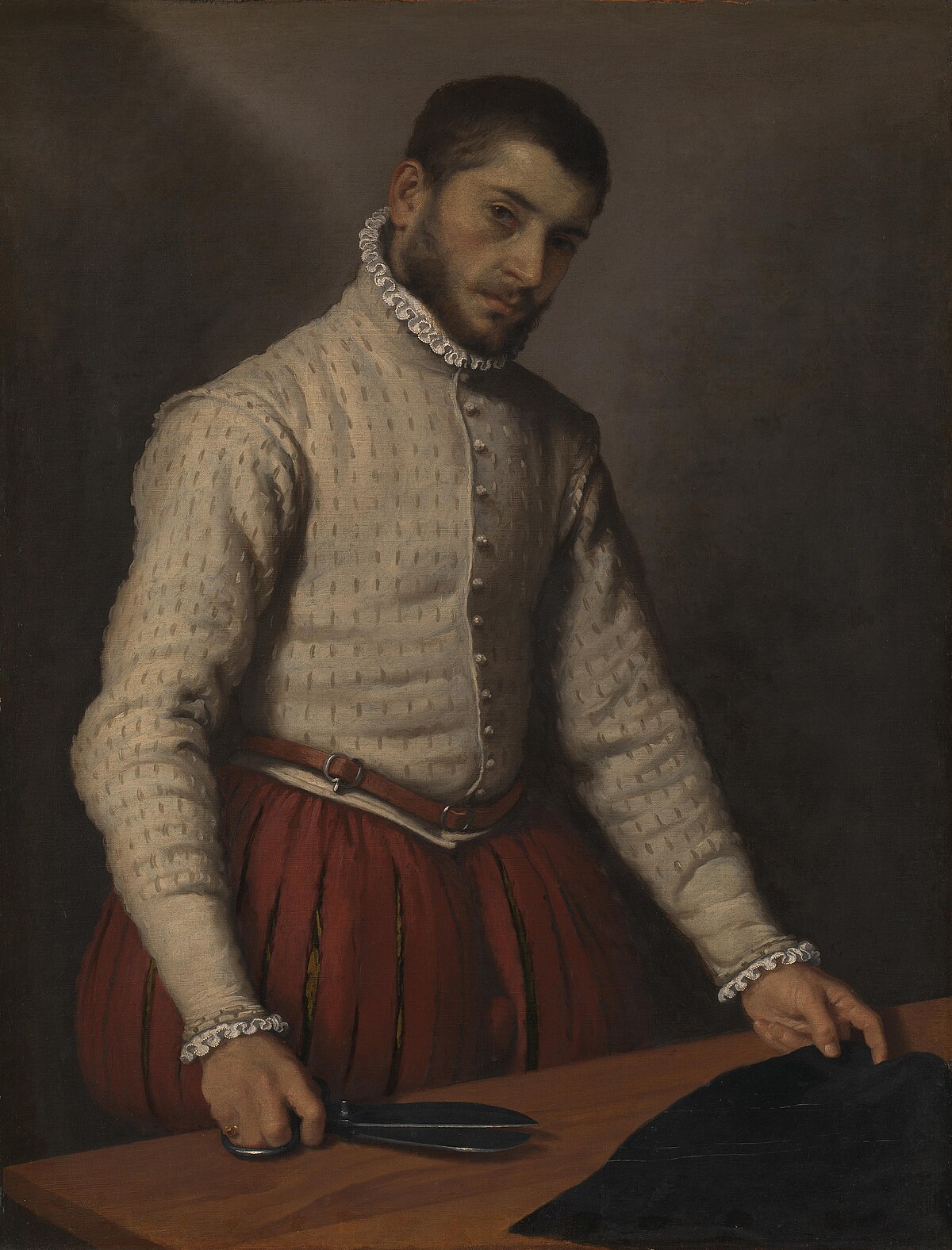 The Tailor ('Il Tagliapanni') by Giovanni Battista Moroni (1565), oil on canvas at National Gallery
