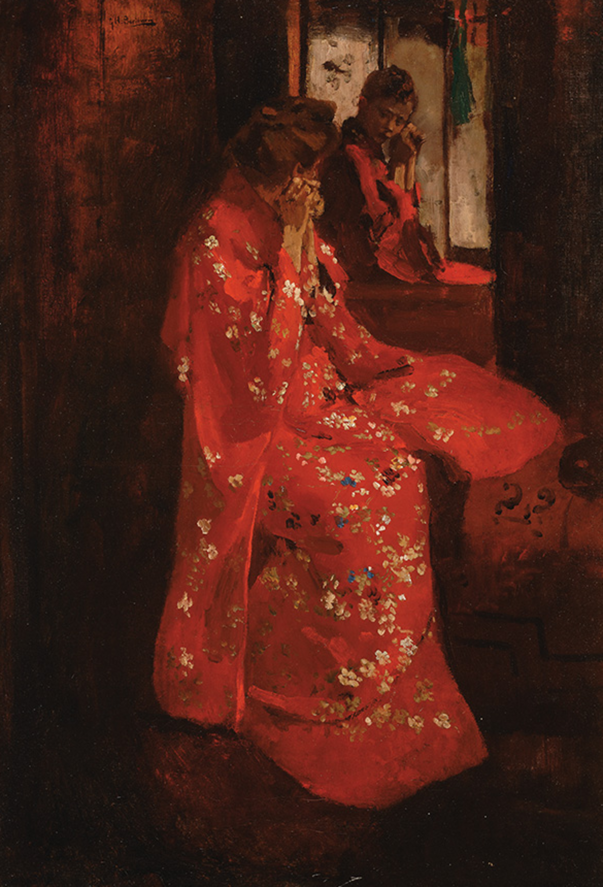 Girl in White Kimono by George Hendrik Breitner (1894), Oil on canvas at Rijksmuseum