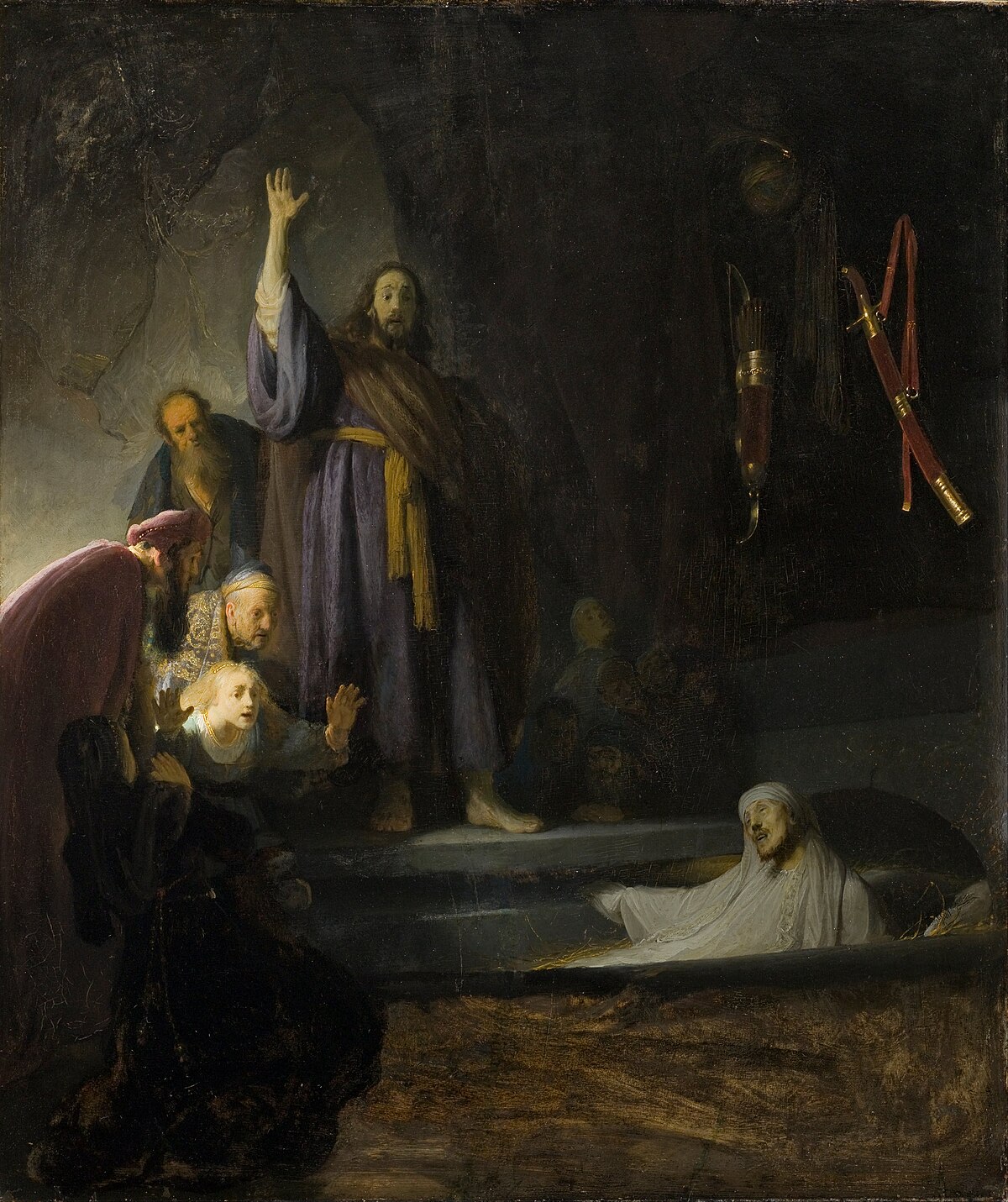 Raising of Lazarus by Guercino (1619) at Louvre, Paris
