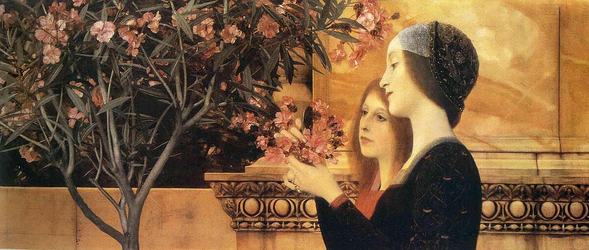 Two Girls With An Oleander by Gustav Klimt at Wadsworth Atheneum