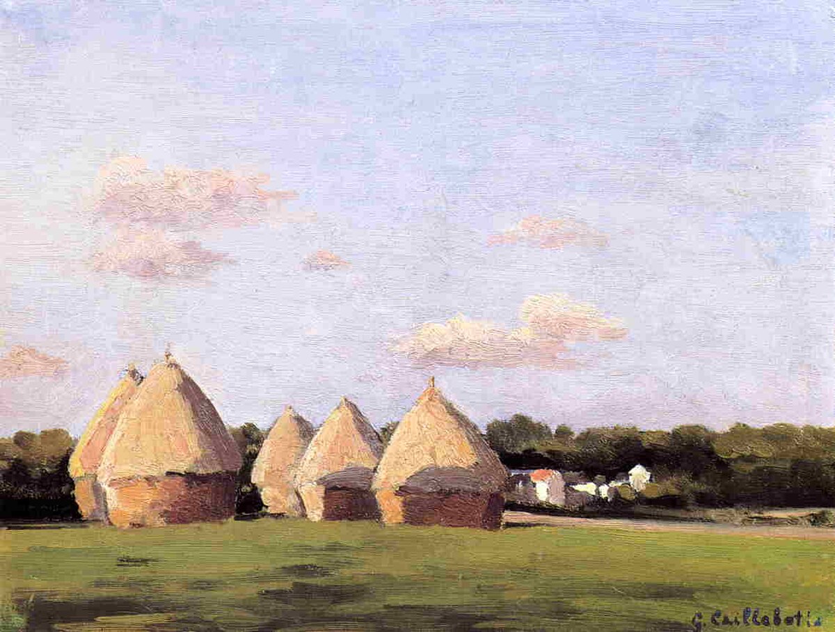 Landscape with Haystacks by Gustave Caillebotte