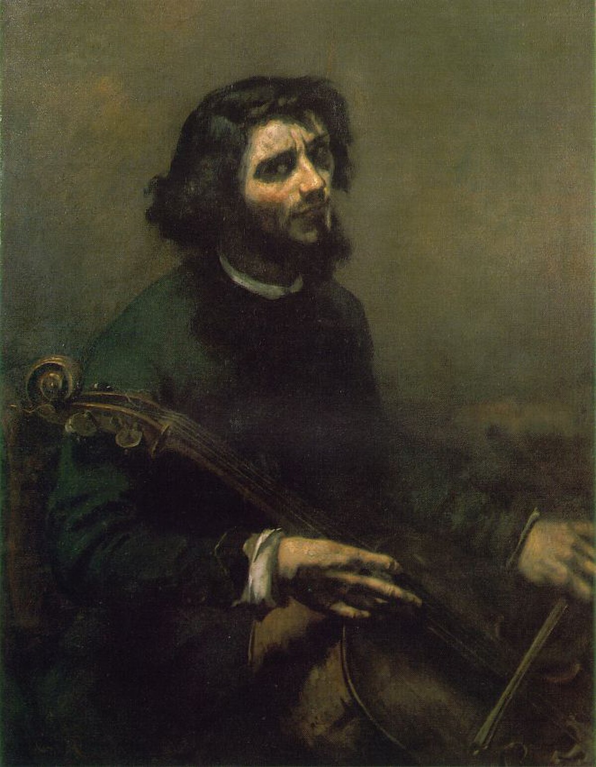 The Cellist, Self Portrait by Gustave Courbet