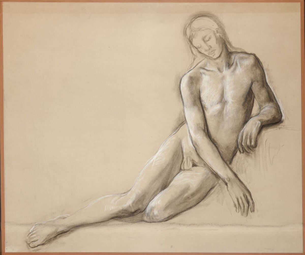Male nude and other studies by Gustave Moreau