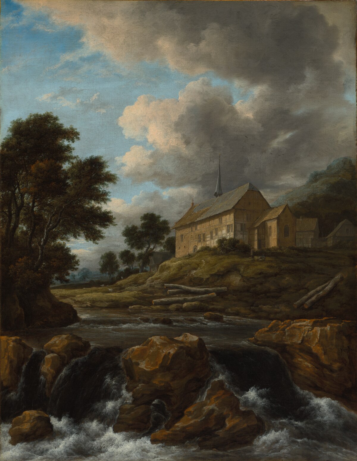 Landscape with a Church by a Torrent by Jacob van Ruisdael
