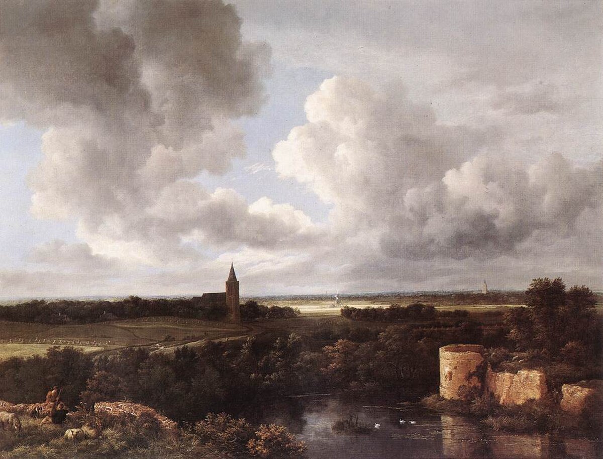 Landscape with Ruined Castle and Church by Jacob van Ruisdael at National Gallery