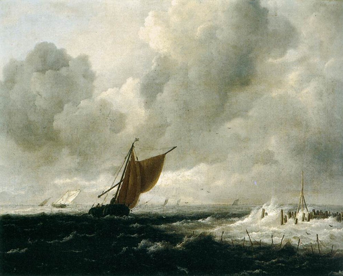 Stormy Sea with Sailing Vessels by Jacob van Ruisdael