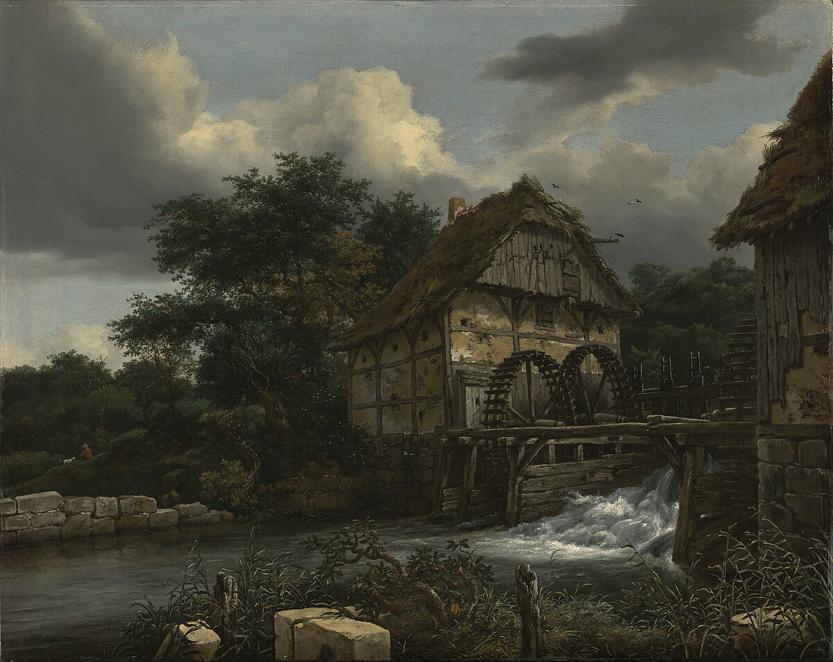 Two Watermills and an Open Sluice by Jacob van Ruisdael at Getty Center