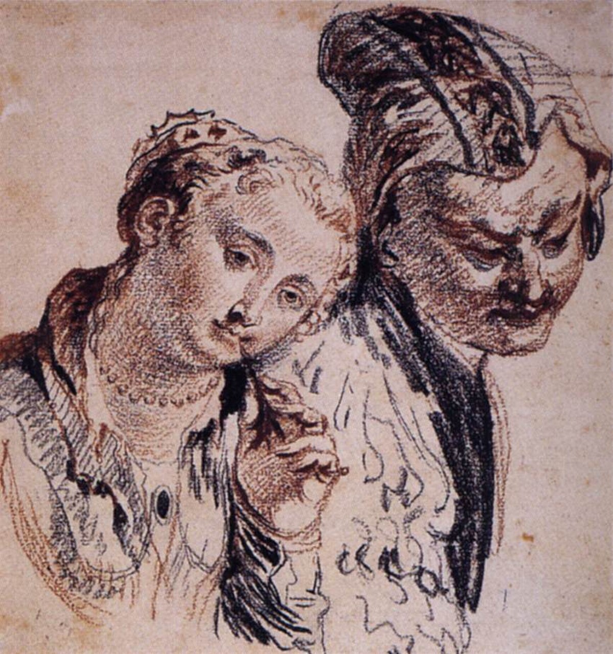 Sketch with Two Figures by Jean-Antoine Watteau