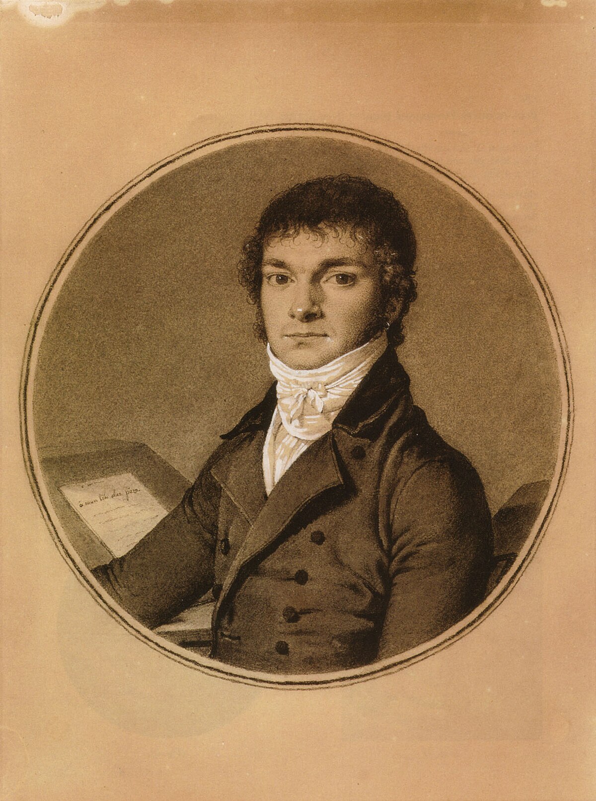 Pierre Guillaume Cazeaux, half-length, seated at a desk by Jean-Auguste-Dominique Ingres