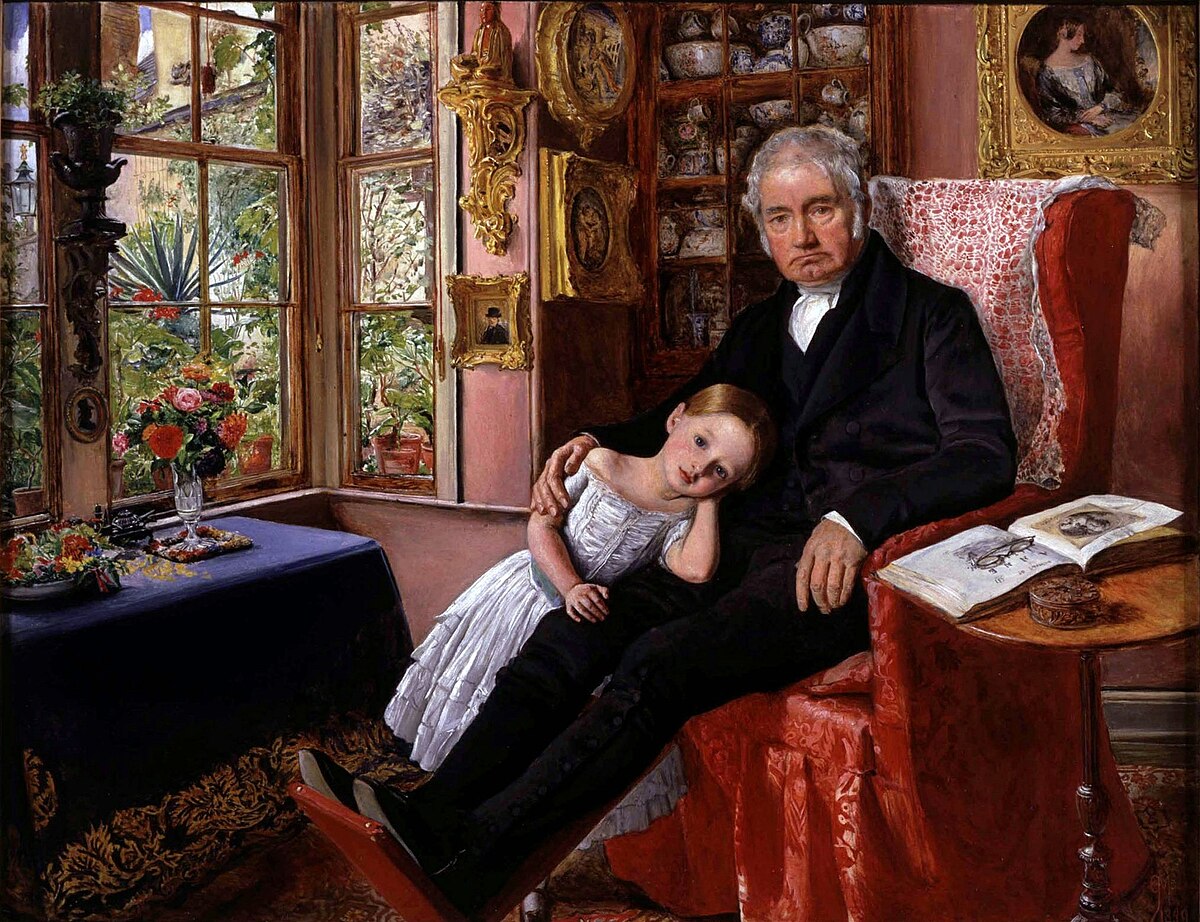 James Wyatt and His Granddaughter Mary by John Everett Millais at Private Collection