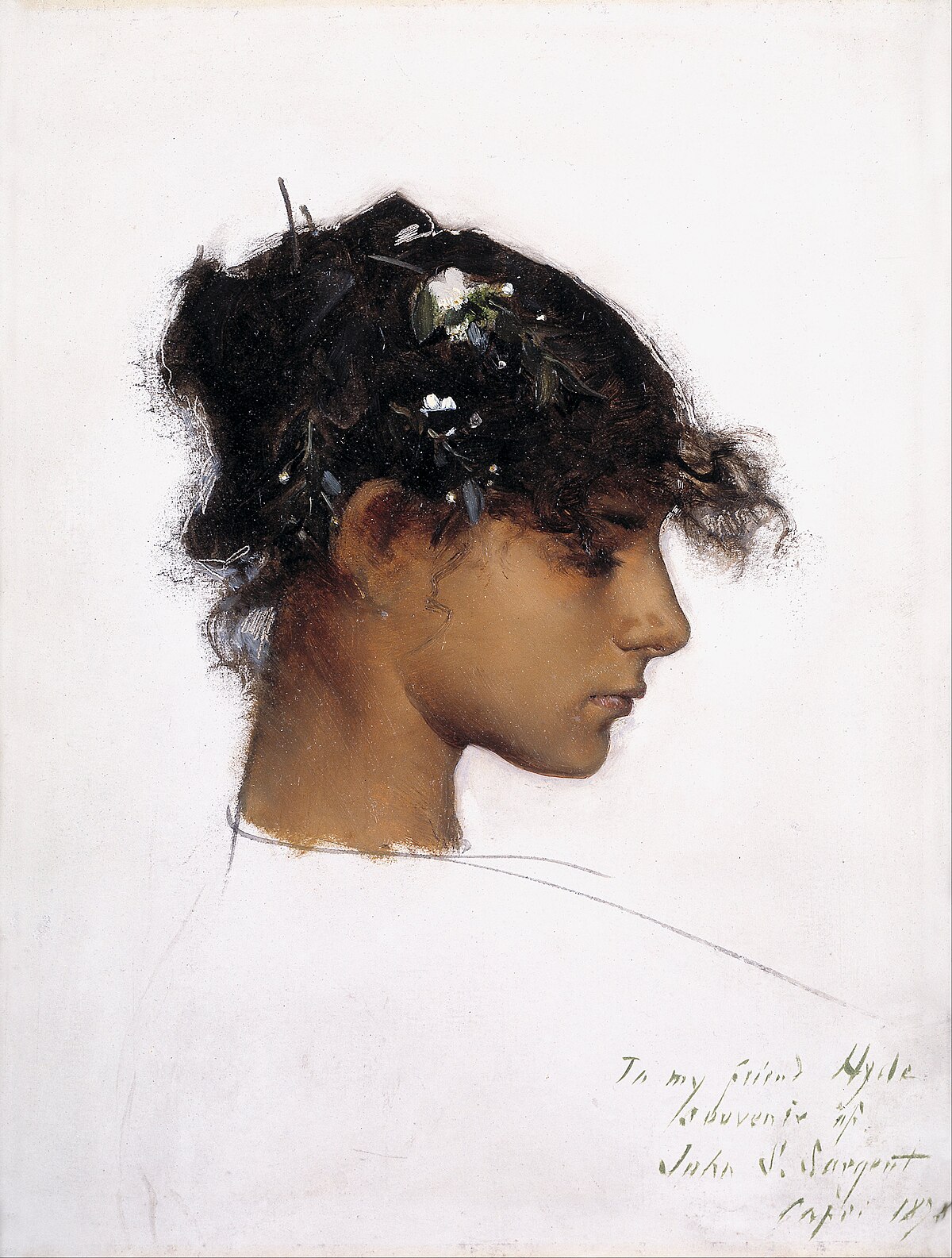 Head of a Capri Girl by John Singer Sargent at Private Collection