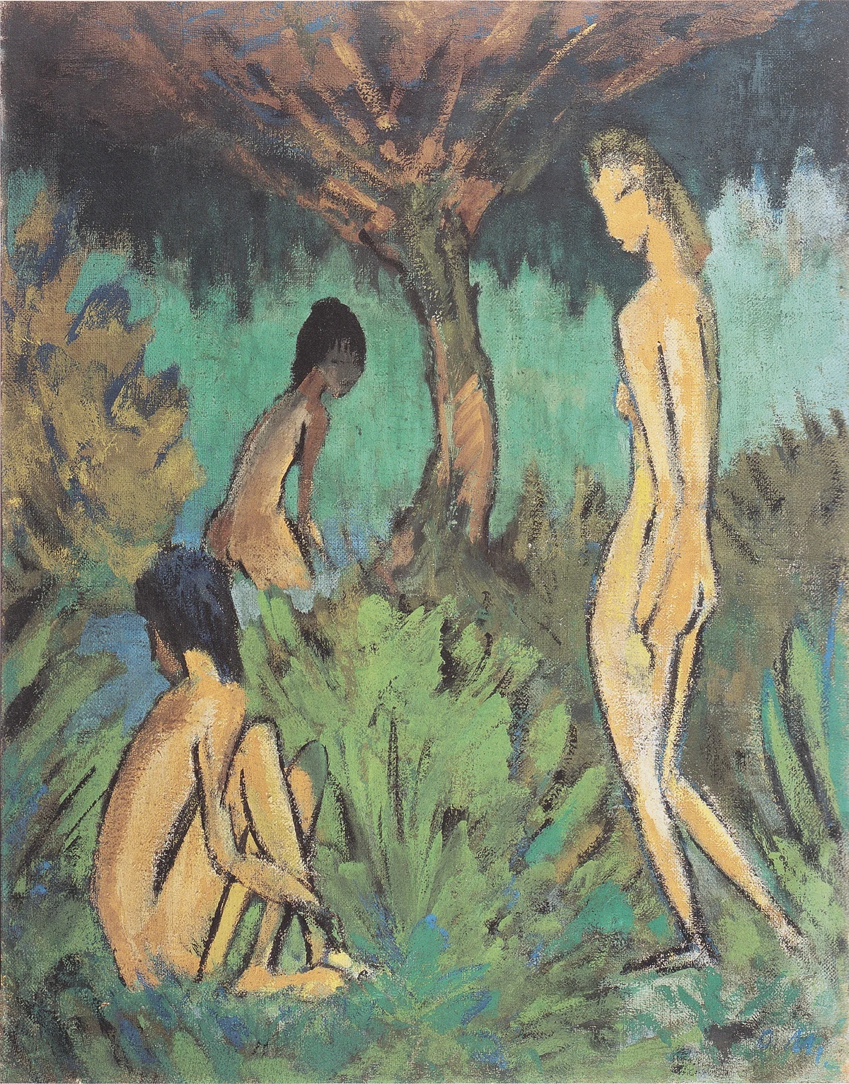 Drei Akte Unter Einem Baum by Otto Mueller at Private Collection