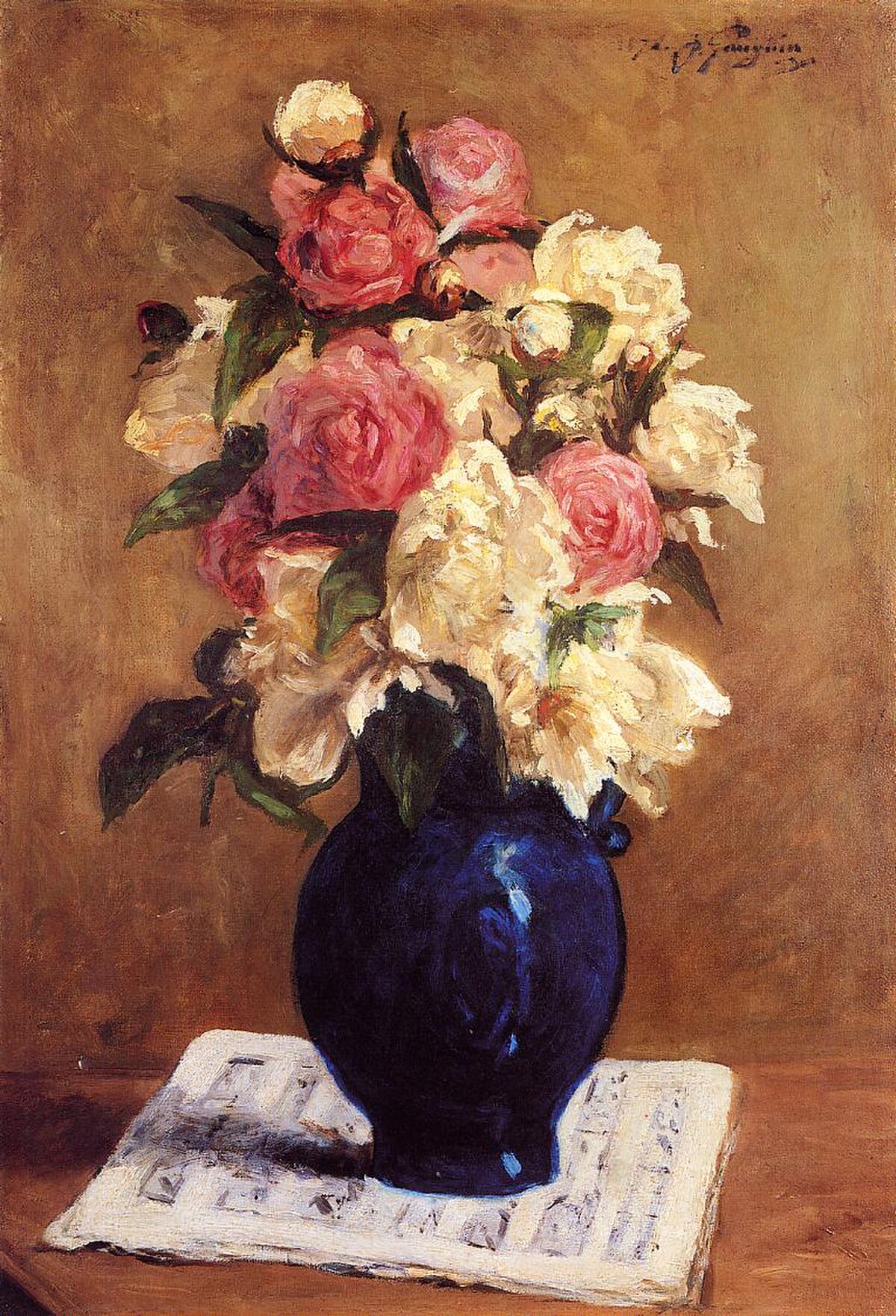 Bouquet of Peonies on a Musical Score by Paul Gauguin