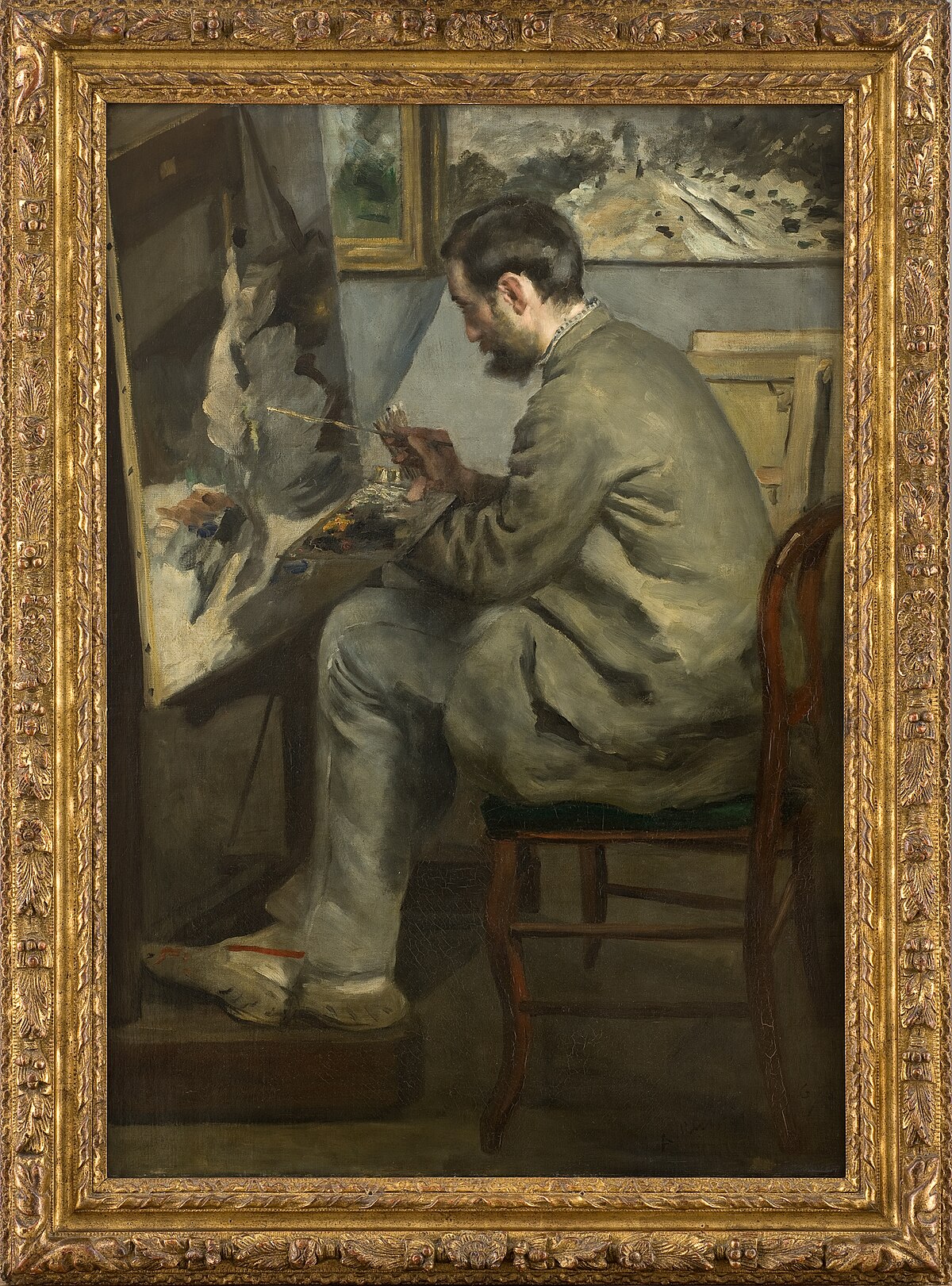 Frederic Bazille Painting The Heron (Frederic Bazille at his Easel) by Pierre-Auguste Renoir at Musée d'Orsay
