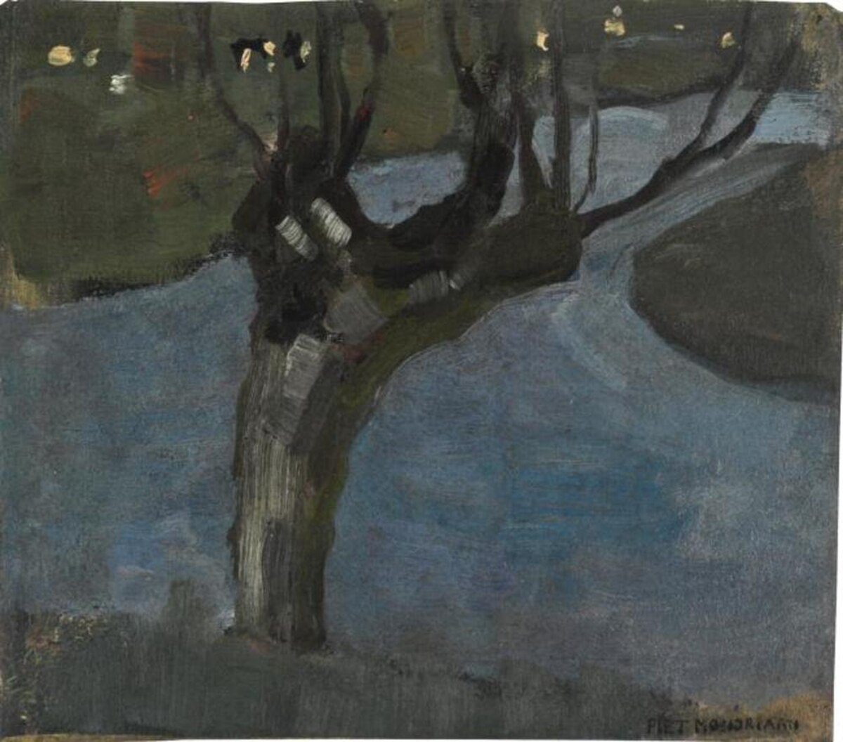 Irrigation Ditch with Mature Willow by Piet Mondrian