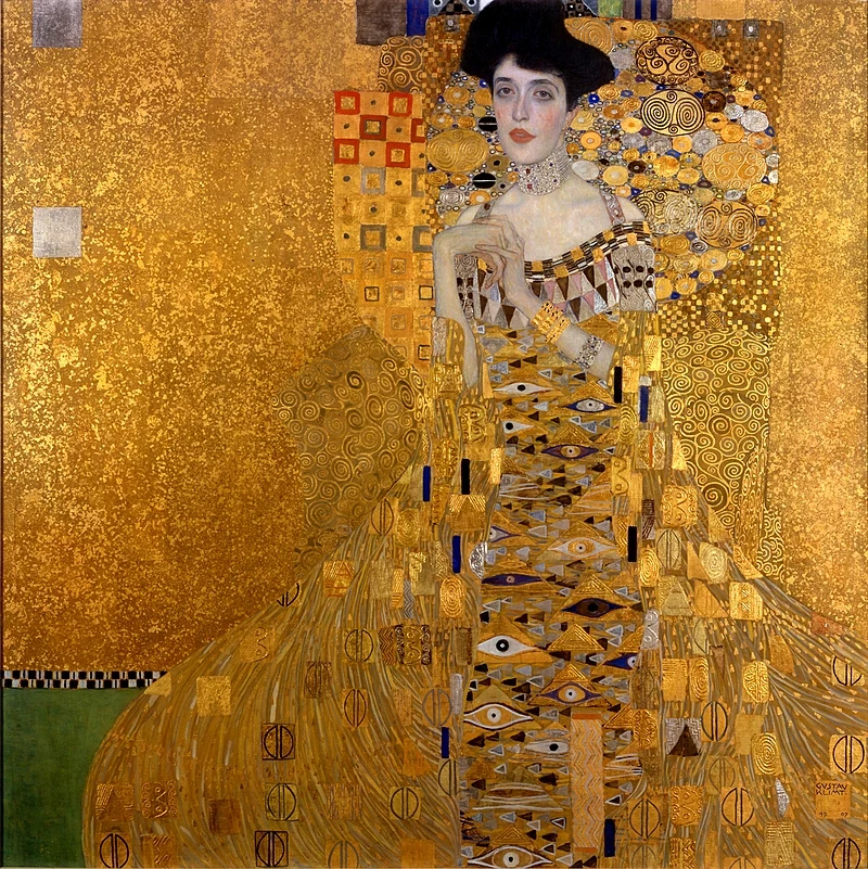 Portrait of Adele Bloch-Bauer I by Gustav Klimt (1907), Oil, silver, and gold on canvas at The Metropolitan Museum of Art