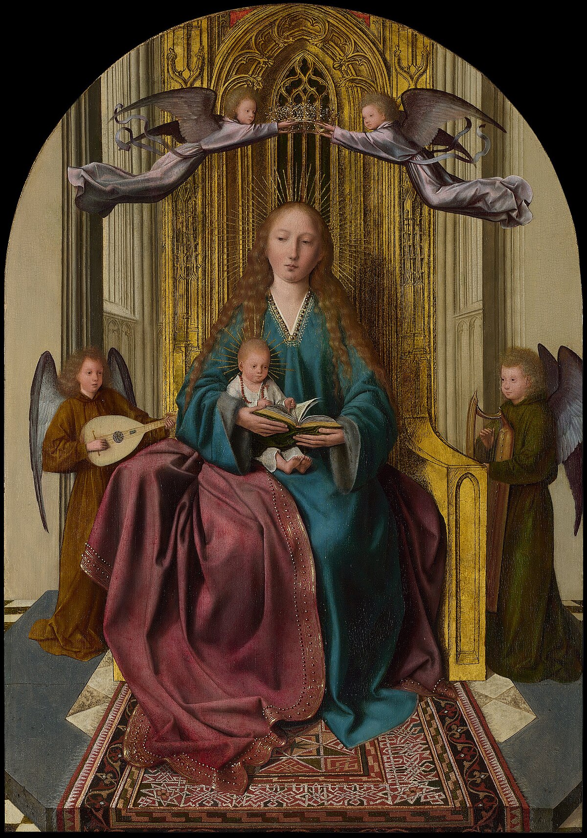The Virgin and Child Enthroned, with Four Angels by Quentin Matsys