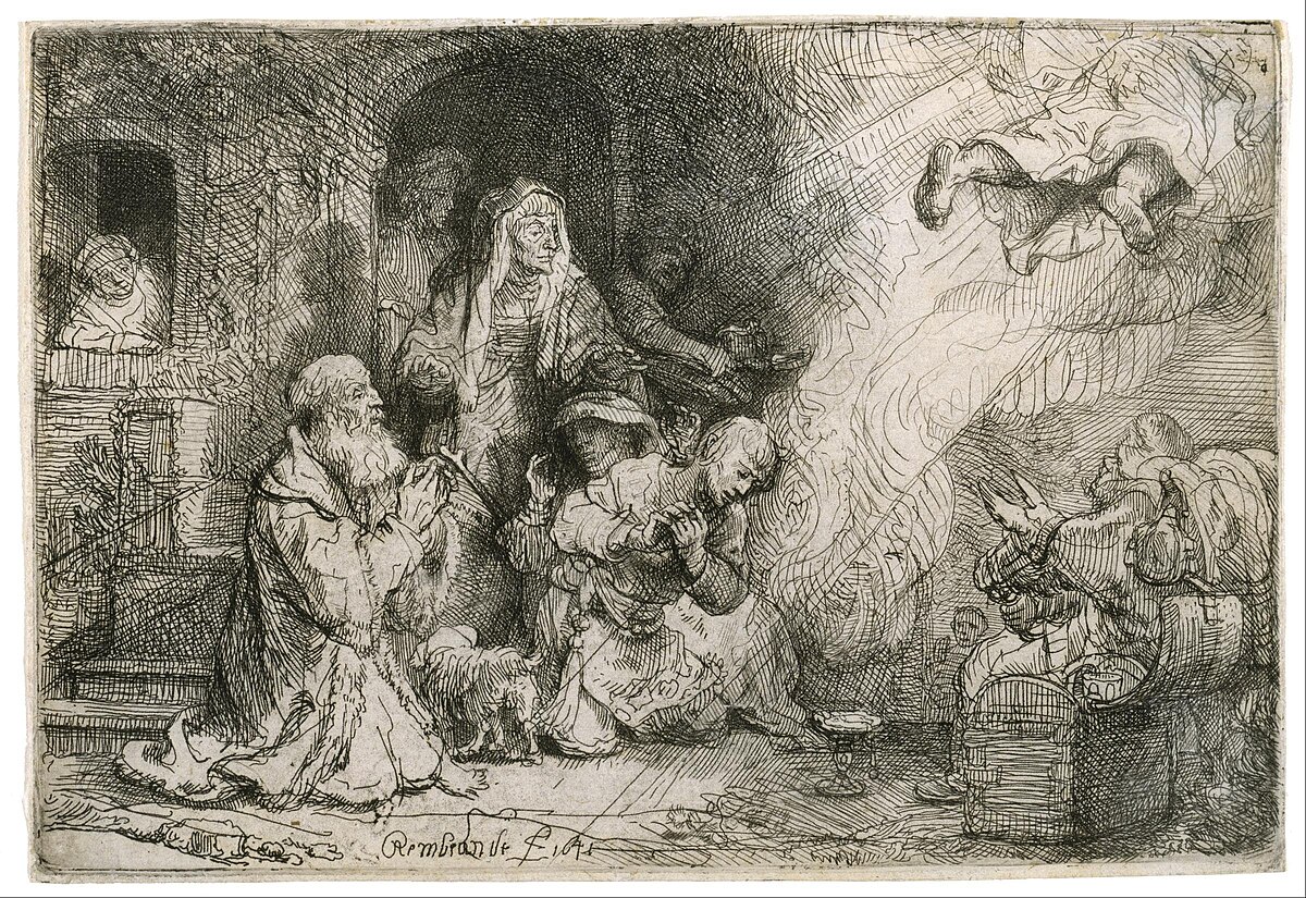 Angel Departing from the Family of Tobias by Rembrandt van Rijn