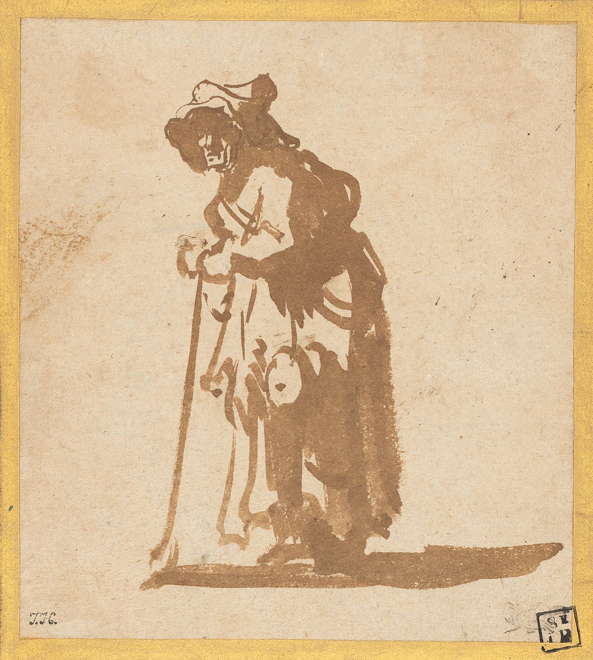 Beggar Woman Leaning on a Stick by Rembrandt van Rijn