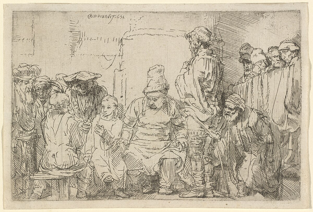 Christ seated disputing with the doctors by Rembrandt van Rijn at Private Collection