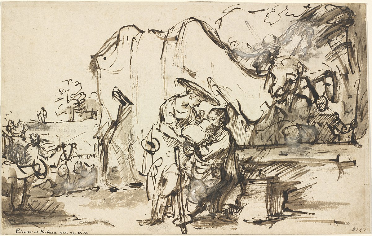 Eliezer and Rebecca at the Well by Rembrandt van Rijn