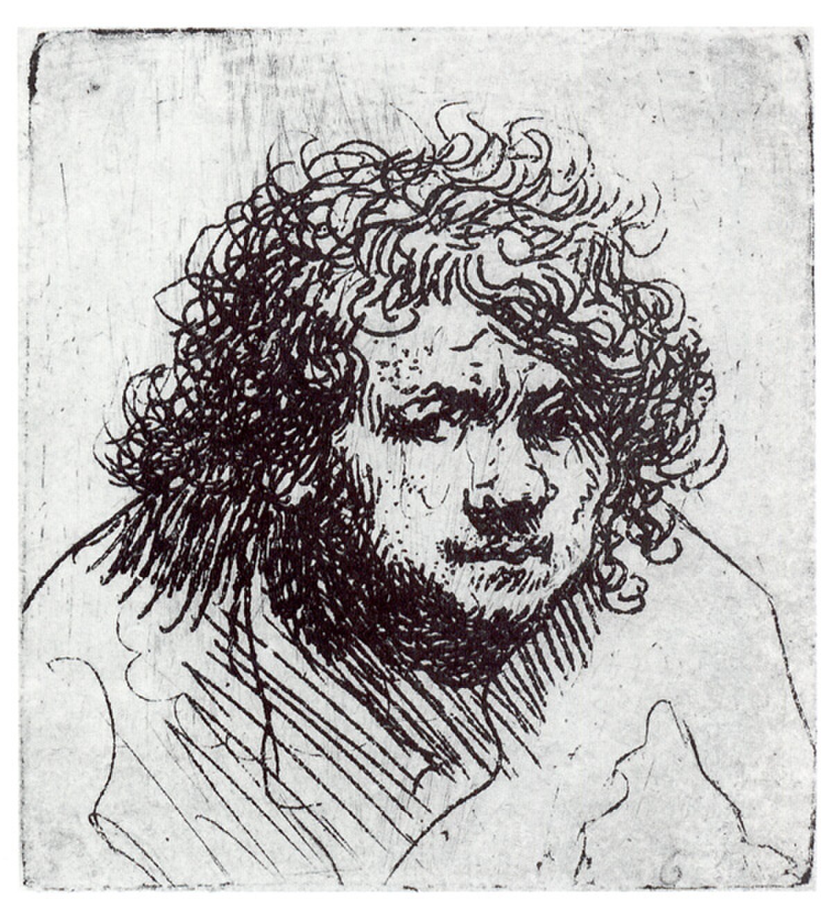 Self-Portrait Leaning Forward (bust) by Rembrandt van Rijn at State Hermitage Museum