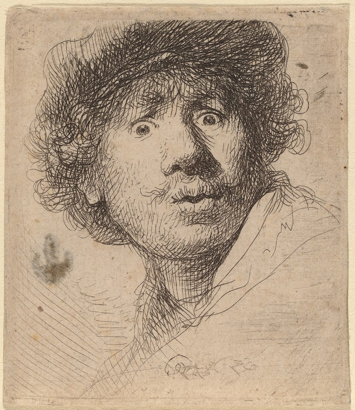 Self-portrait open mouthed by Rembrandt van Rijn